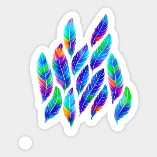 Multicolor Feathers Watercolor Painting Sticker